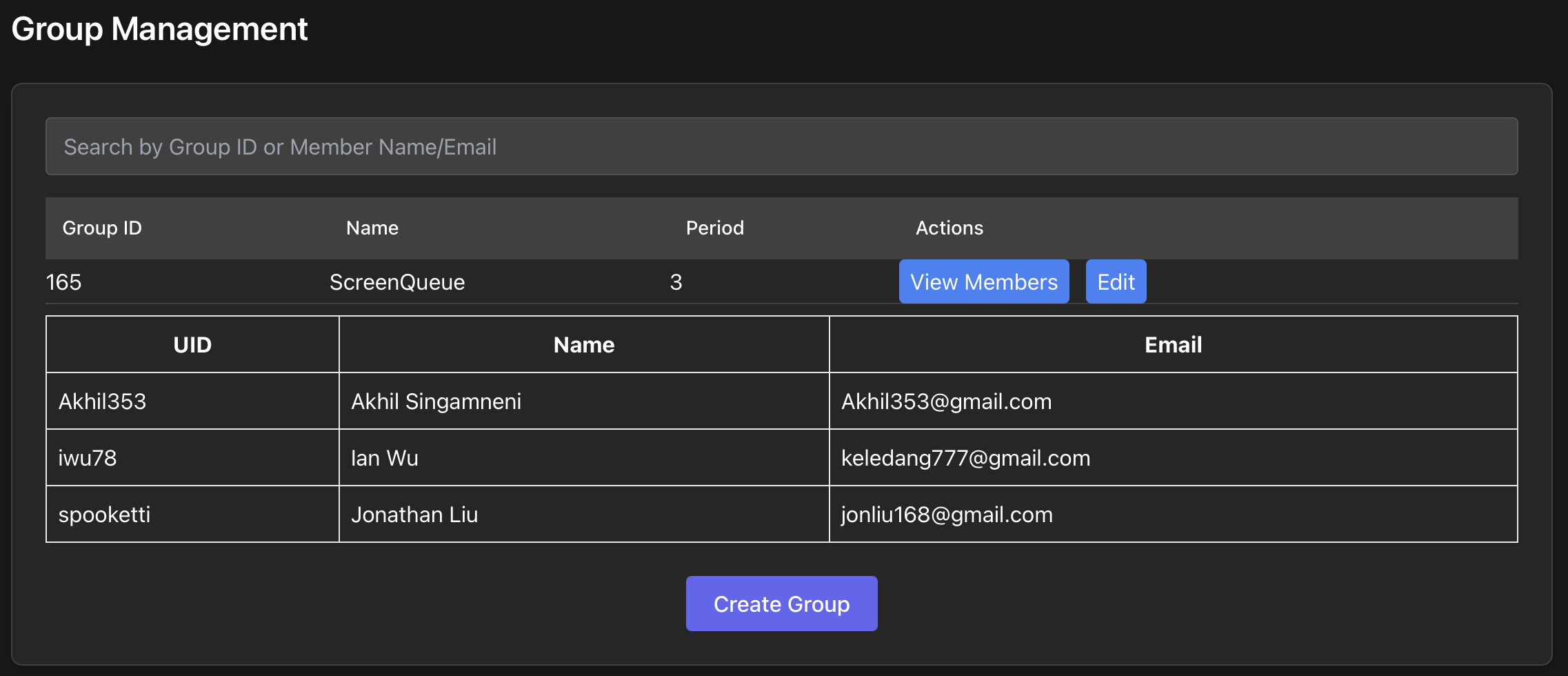 Groups Page